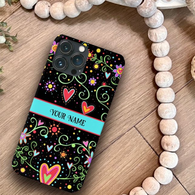 Girly Fun Teen Trendy Black Floral Inspirivity  Case-Mate iPhone Case (Creator Uploaded)