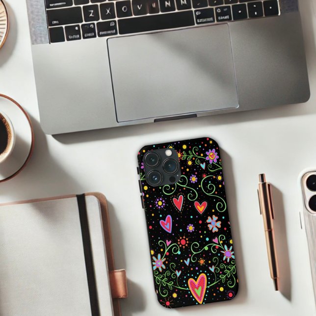 Girly Fun Teen Trendy Black Floral Inspirivity  Case-Mate iPhone Case (Creator Uploaded)