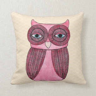 Girly Funky Modern Owl Art Cushion