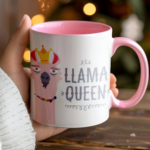 Girly Funny Llama Queen Illustration Mug