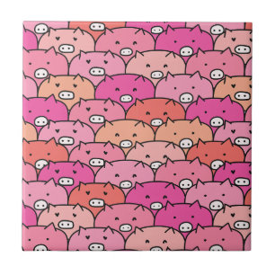 Girly Funny Pig Pattern Ceramic Tile