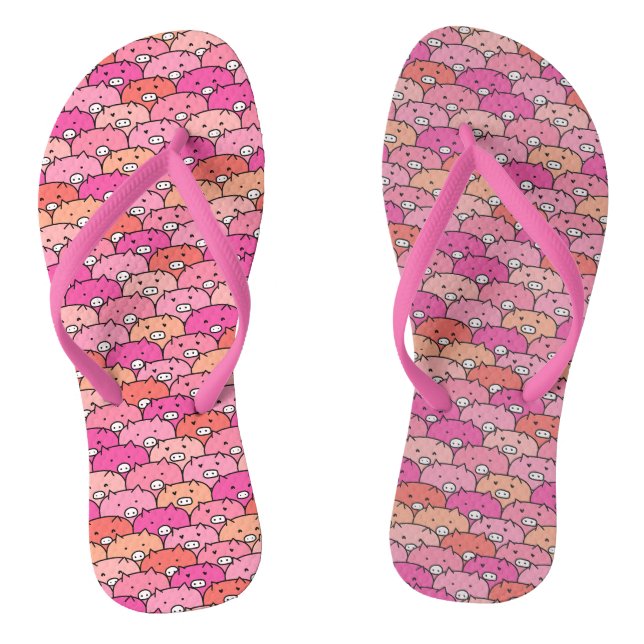 Girly Funny Pig Pattern Thongs (Footbed)