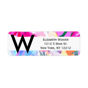 Girly Geometric Triangle Flowers Pattern Return Address Label