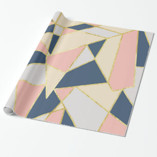 Girly Geometric Triangles with Faux Gold Wrapping Paper