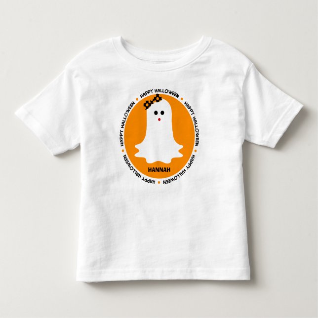 Girly Ghost Halloween Personalised Toddler T-Shirt (Front)