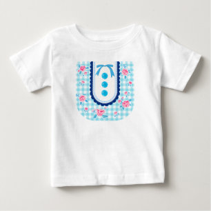 Girly gingham check pattern with cute ribbon baby T-Shirt
