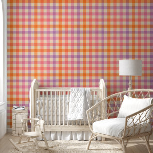 Girly Gingham Chequered in Pink and Purple Wallpaper