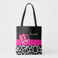 Girly Giraffe Print Cute Pink Pumps Shoes and Name