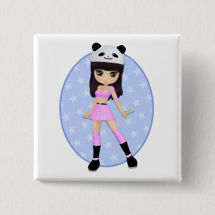 Girly Girl Debbie Party Square Button