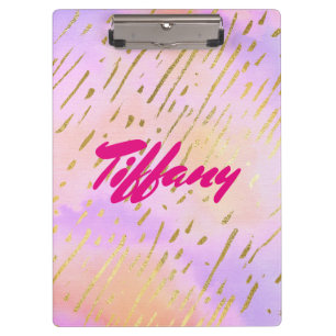 Girly Girl Pink and Gold Clipboard