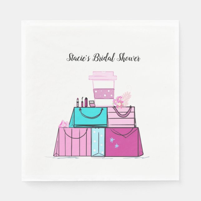 Girly Girl Pink Holiday Bridal Shower Napkin (Front)