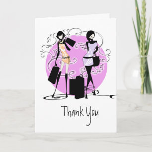 Girly girls fashion friends PERSONALIZE Thank You Card