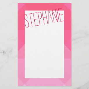 Girly Girly Pink Geometric Pattern Monogram Stationery