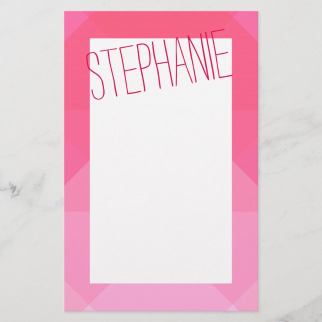 Girly Girly Pink Geometric Pattern Monogram Stationery (Front)