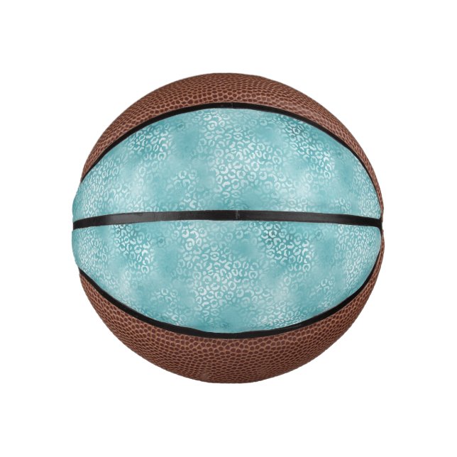 Girly Glam Aqua Leopard Print Mini Basketball (Front)