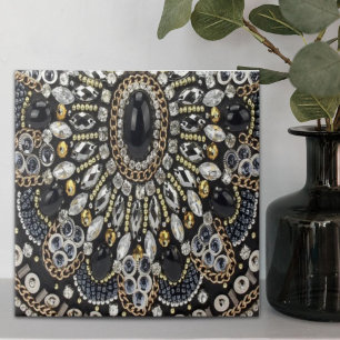 girly glam art deco black gold bohemian  ceramic tile
