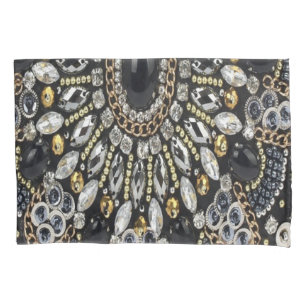 girly glam art deco black gold bohemian  pillowcase