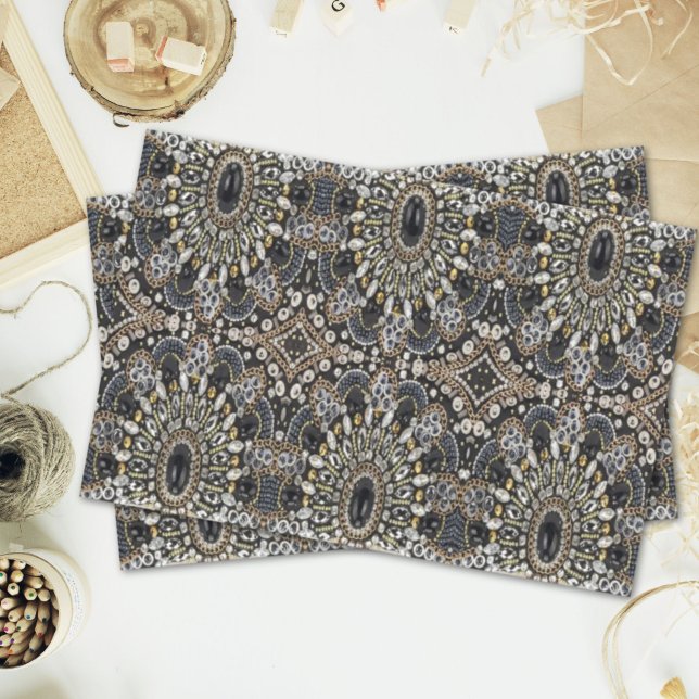 girly glam art deco black gold bohemian  tissue paper (girly glam art deco black gold bohemian tissue paper)