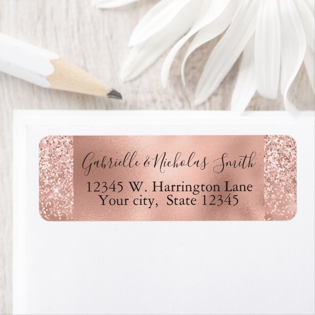 Girly Glam Blush Pink Glitter Glitz Return Address Label (Insitu)