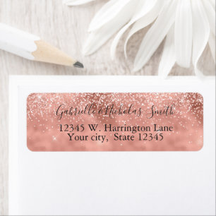 Girly Glam Blush Rose Pink Glitter Glitz Return Address Label