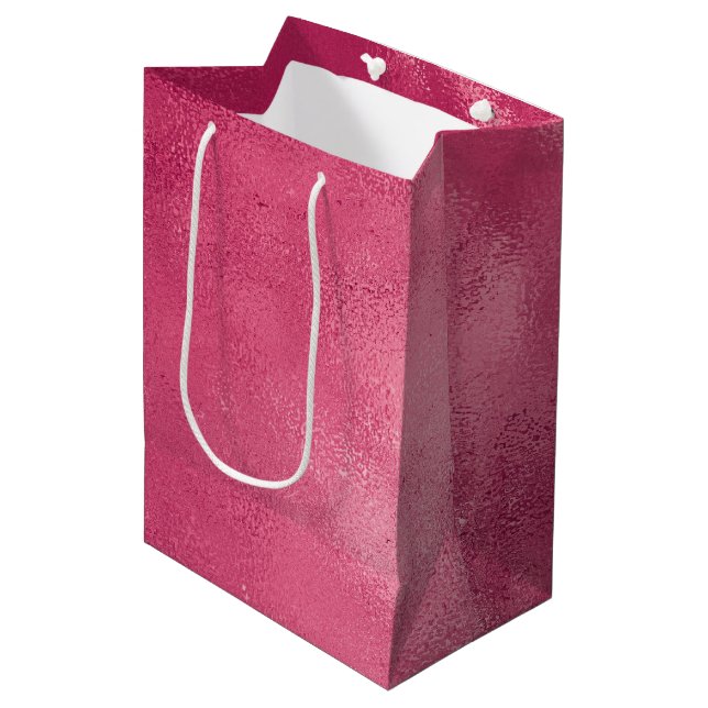 Girly Glam Chic Pink Bridal Shower Medium Gift Bag (Front Angled)