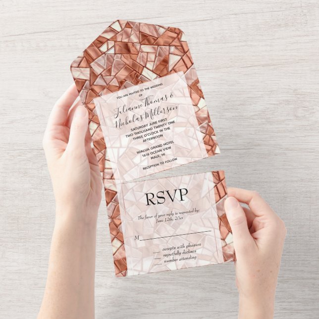 Girly Glam Chic Rose Gold  All In One Invitation (Tearaway)