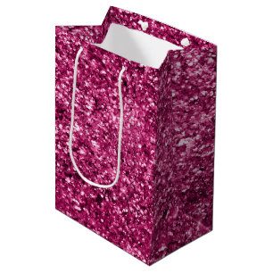 Girly Glam Fuchsia Pink Glitter Medium Gift Bag