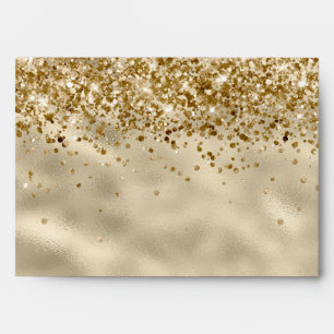 Girly Glam Gold Glitter Sparkle Confetti Envelope