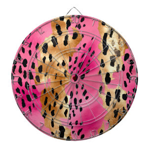 Girly Glam Gold Pink Black Leopard Dartboard