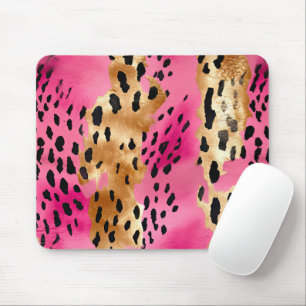 Girly Glam Gold Pink Black Leopard Mouse Pad
