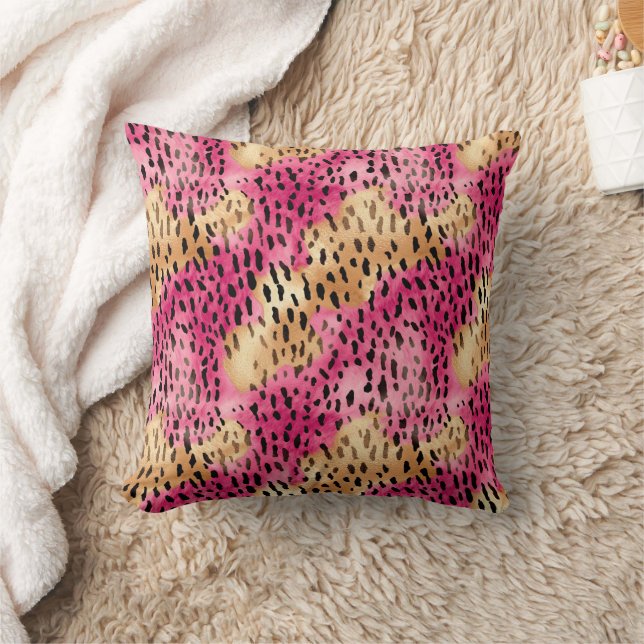 Girly Glam Gold Pink Leopard Cushion (Blanket)