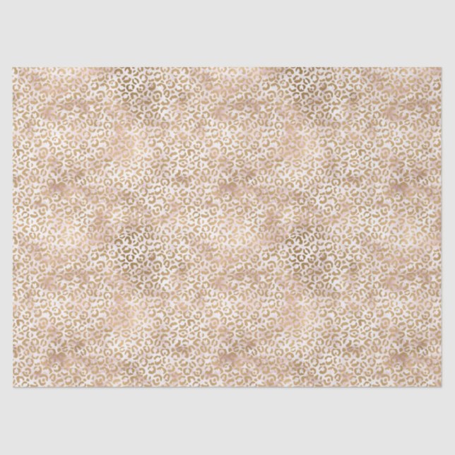 Girly Glam Gold Pink Leopard Print Tissue Paper (Front)
