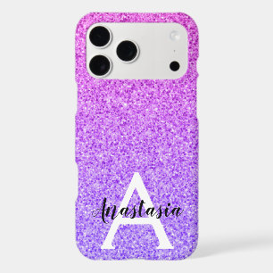Girly Glam Ombre Purple Glitter Sparkles Monogram