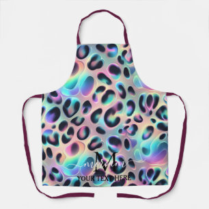 Girly Glam Opal Leopard Print All-Over Print Apron