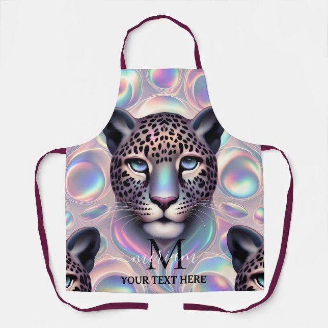 Girly Glam Opal Leopard Print All-Over Print Apron (Front)