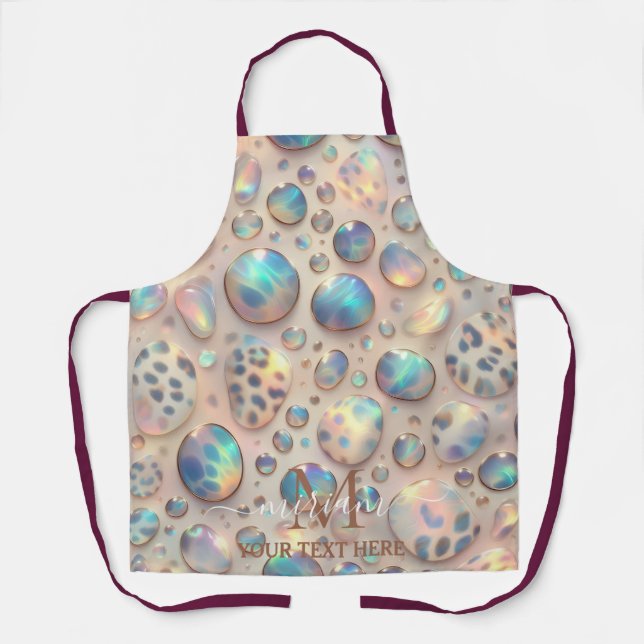 Girly Glam Opal Leopard Print All-Over Print Apron (Front)