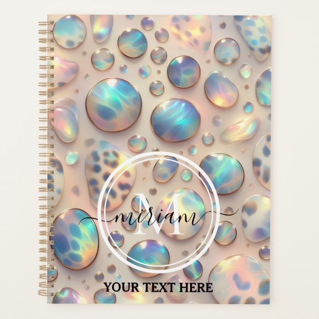 Girly Glam Opal Leopard Print Office School Planner (Front)