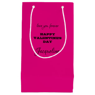 Girly Glam Personalised Hot Pink Valentine's Day Small Gift Bag