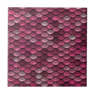 Girly Glam Pink Mermaid Scales Dragon Pattern Ceramic Tile
