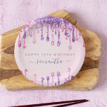 Girly Glam Pink Purple Glitter Drip 13th Birthday Paper Plate<br><div class="desc">Decorate your birthday venue with these cute paper plates featuring pink & purple dripping glitter mix & a custom text. Easily add the desired text by clicking on the "personalise this template" option.</div>