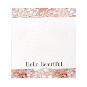 Girly Glam Pink Rose Gold Floral Notepad