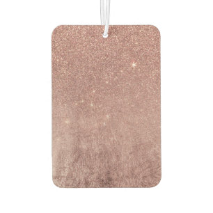 Girly Glam Pink Rose Gold Foil and Glitter Mesh Car Air Freshener