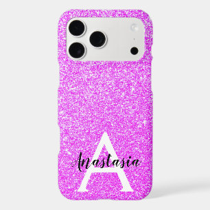 Girly Glam Purple Glitter Sparkles Monogram Name