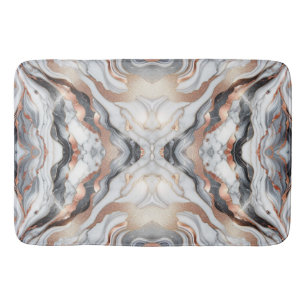 Girly Glam Rose Gold Silver & White Marble  Bath Mat