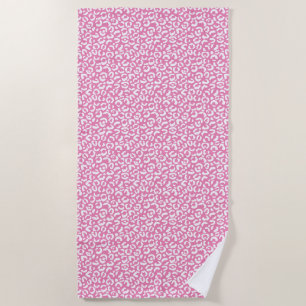 Girly Glam White Pink Leopard Print Beach Towel