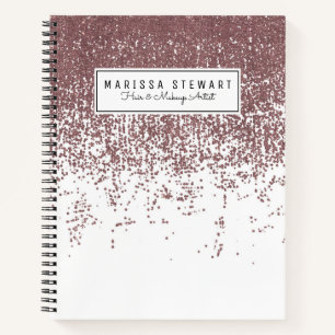 Girly Glamourous Faux Rose Gold Glitter White Ombr Notebook