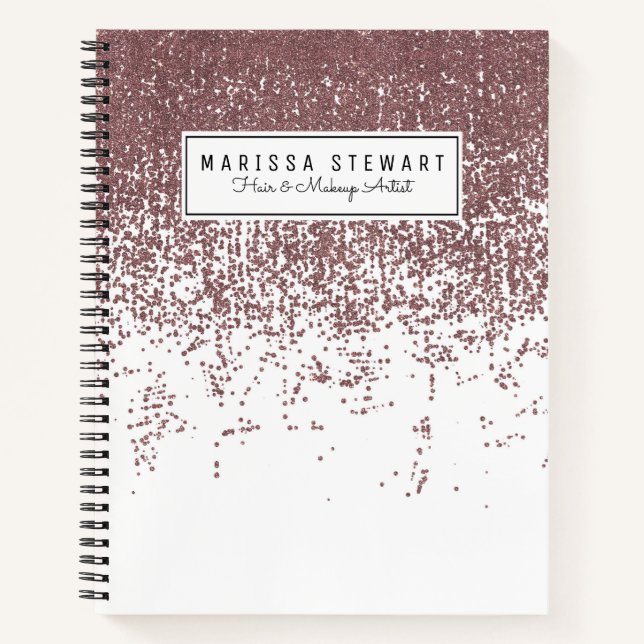Girly Glamourous Faux Rose Gold Glitter White Ombr Notebook (Front)