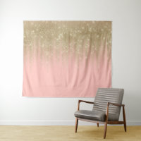Girly Glamourous Pink Gold Glitter Striped Gradien