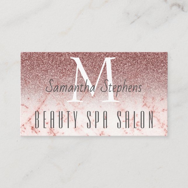 Girly Glamourous Pinkish Glittering Hair SPA Salon Business Card (Front)
