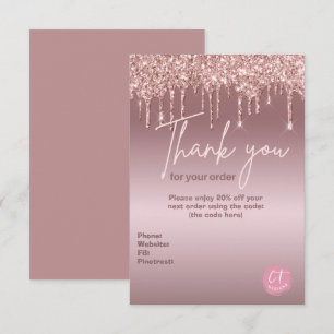 Girly Glitter Business Marketing Thank You Card